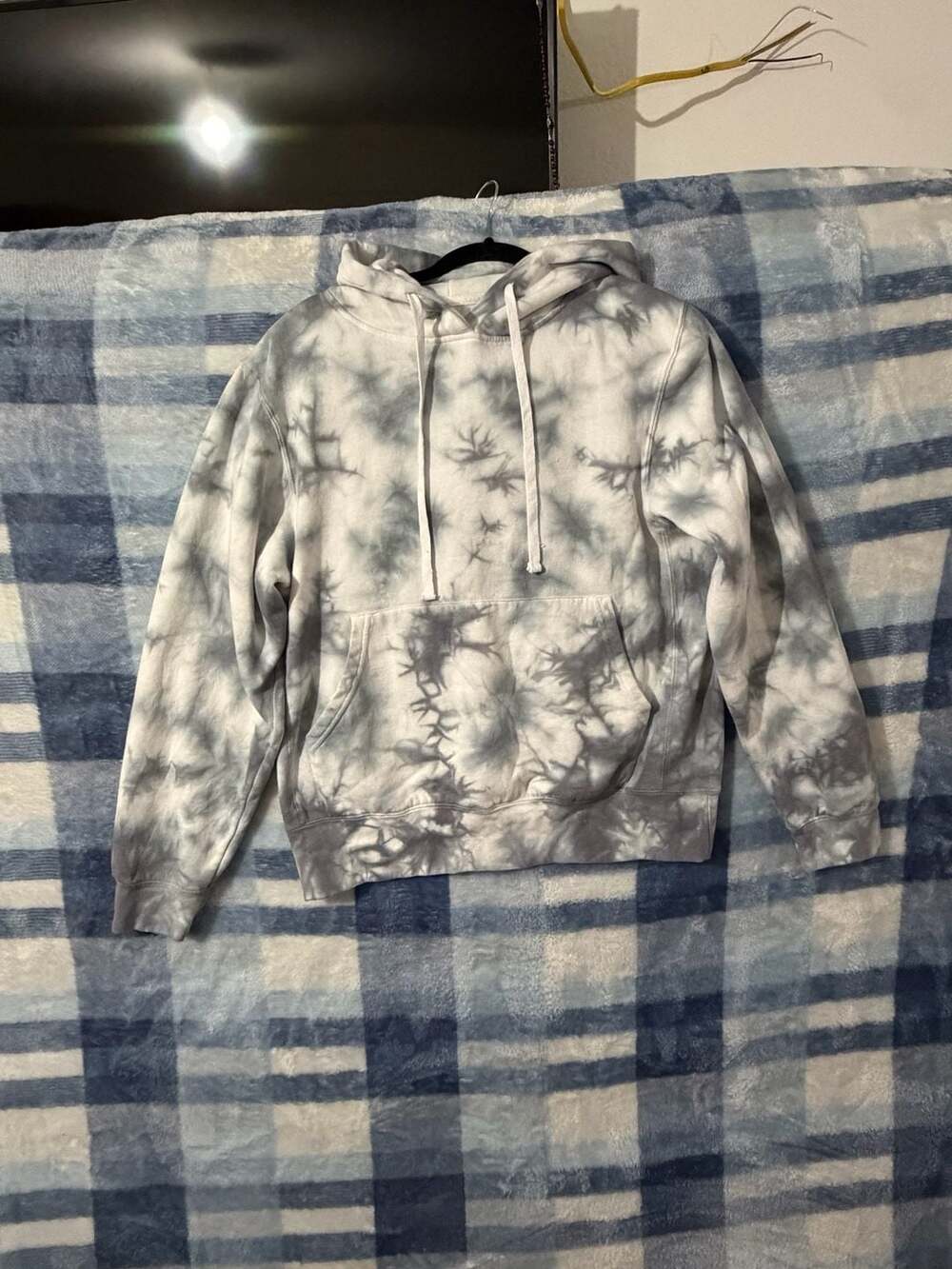 Reflex Grey Blue and White Tie-Dye Pullover Hoodie